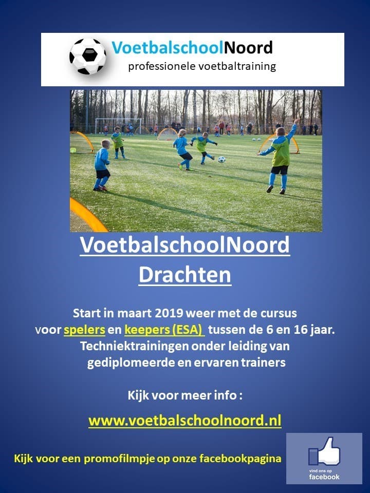 Professionele voetbaltrainingen op de velden van VV Drachtster Boys door Voetbalschool Noord